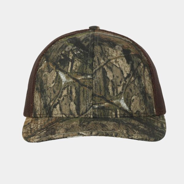 Structured Camo Trucker With Solid Mesh Back Hat Thumbnail