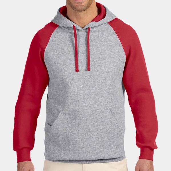 Adult NuBlend® Colorblock Raglan Pullover Hooded Sweatshirt Thumbnail