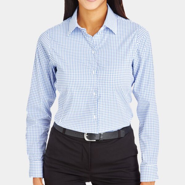 Women's CrownLux Performance® Micro Windowpane Woven Dress Shirt Thumbnail