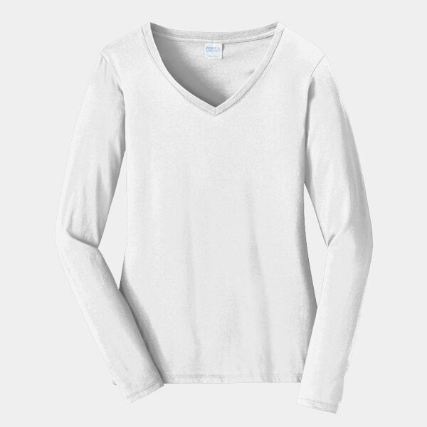 Ladies Long Sleeve Fan Favorite V Neck Tee Thumbnail