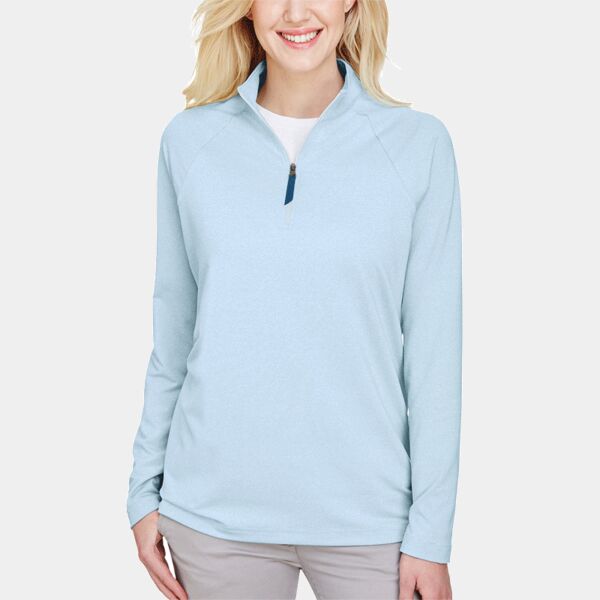 CrownLux Performance® Ladies' Clubhouse Micro-Stripe Quarter-Zip Thumbnail