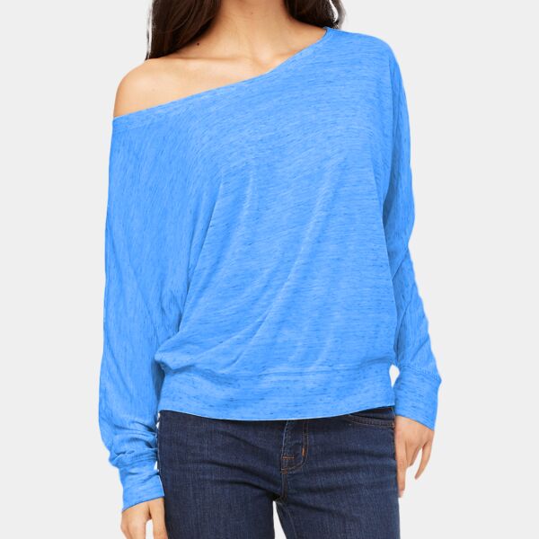 Ladies' Flowy Long-Sleeve Off Shoulder T-Shirt Thumbnail
