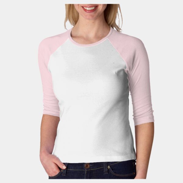 B2000 Ladies’ Baby-Rib 3/4-Sleeve Contrast Raglan Cotton Tee Thumbnail