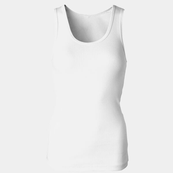 Ladies’ 2x1 Rib Racerback Longer Length Cotton Tank Top Thumbnail